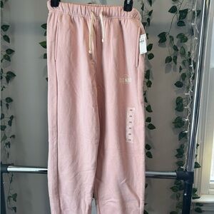 Old Navy Pink Track Pants with Elastic Waistband and Soft Fleece Fabric